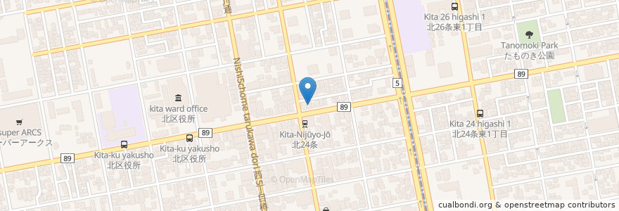 Mapa de ubicacion de モスバーガー en 日本, 北海道, 石狩振興局, 札幌市, 北区.
