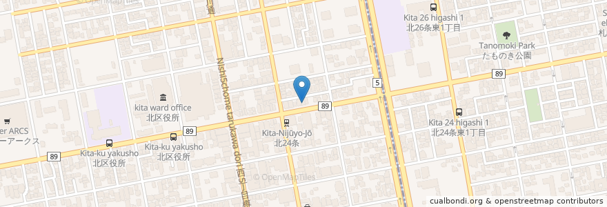 Mapa de ubicacion de みよしの en اليابان, محافظة هوكايدو, 石狩振興局, 札幌市, 北区.