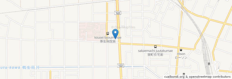 Mapa de ubicacion de ココス 館林成島店 en 일본, 군마현, 館林市.