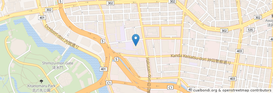 Mapa de ubicacion de 共立女子大学 en 일본, 도쿄도, 치요다.