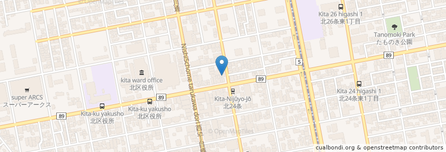 Mapa de ubicacion de ラビット歯科 en Япония, Хоккайдо, Округ Исикари, Саппоро, Кита.