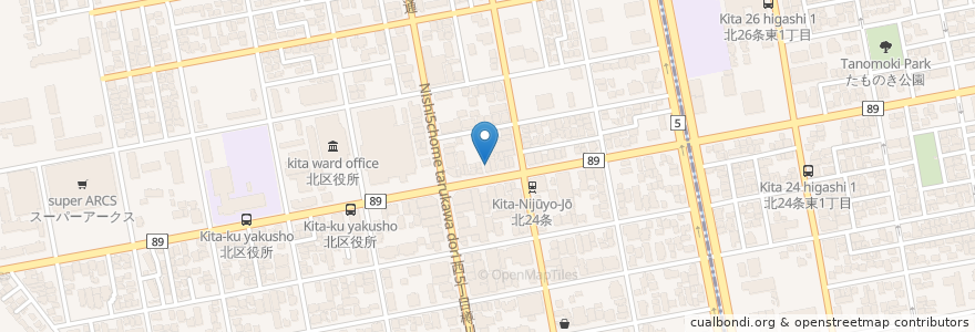 Mapa de ubicacion de 鈴木歯科クリニック en Japão, 北海道, 石狩振興局, Sapporo, 北区.