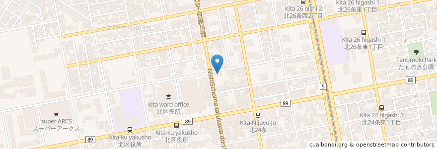 Mapa de ubicacion de ケンタッキーフライドチキン en Japan, Präfektur Hokkaido, 石狩振興局, 札幌市, 北区.