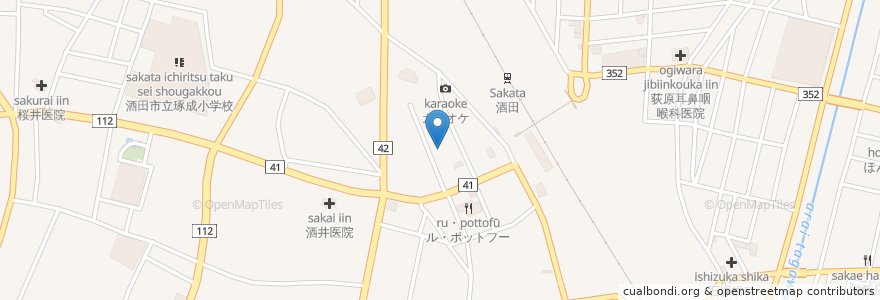 Mapa de ubicacion de 竹内医院 en Japonya, 山形県, 酒田市.