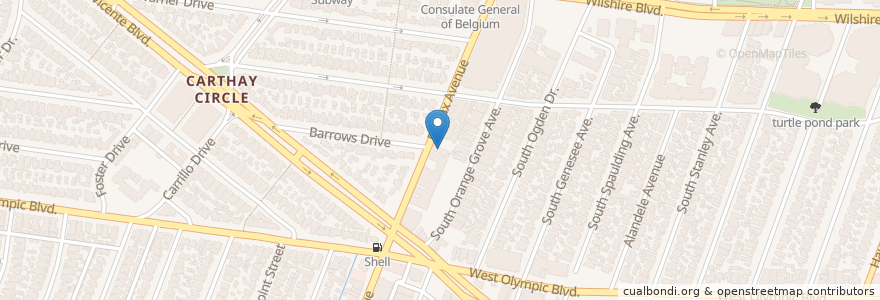 Mapa de ubicacion de Tom Bergin's Public House en United States, California, Los Angeles County, Los Angeles.