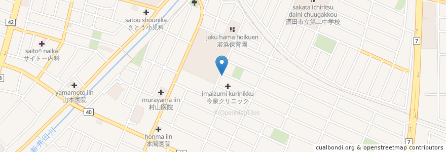 Mapa de ubicacion de あおば薬局 en Japonya, 山形県, 酒田市.