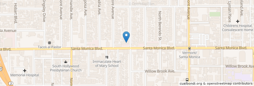 Mapa de ubicacion de Marouch Restaurant en États-Unis D'Amérique, Californie, Los Angeles County, Los Angeles.