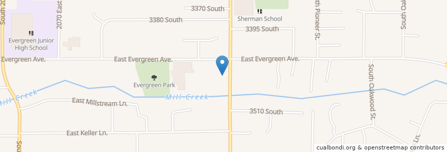 Mapa de ubicacion de Roots Cafe en Amerika Syarikat, Utah, Salt Lake County, Millcreek.
