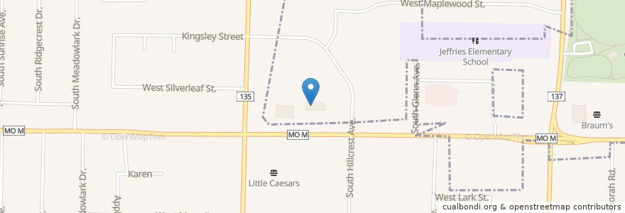 Mapa de ubicacion de Wilson's Creek Animal Hospital en Amerika Syarikat, Missouri, Greene County, Springfield.