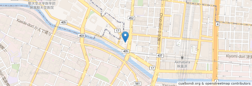 Mapa de ubicacion de 明神下青木皮膚科 en اليابان, 東京都, 千代田区.