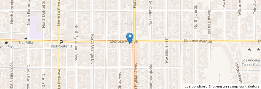 Mapa de ubicacion de Osteria Mozza en Amerika Birleşik Devletleri, Kaliforniya, Los Angeles County, Los Angeles.