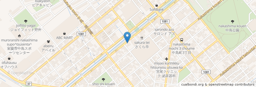Mapa de ubicacion de エルム歯科 en Jepun, 北海道, 胆振総合振興局, 室蘭市.