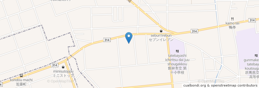 Mapa de ubicacion de 群馬銀行 en Japan, Gunma Prefecture, Tatebayashi.