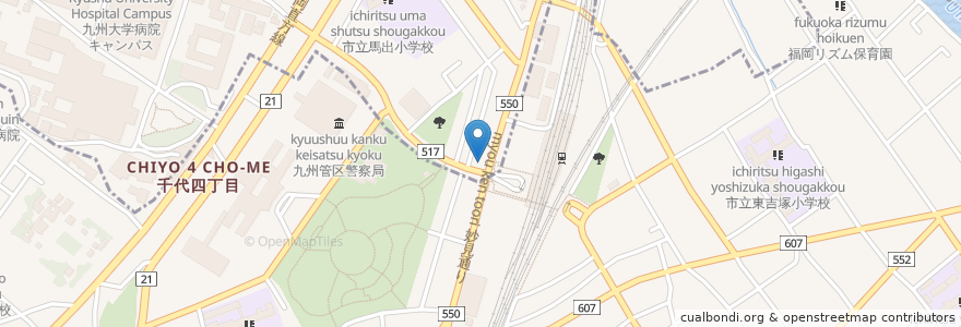 Mapa de ubicacion de とよから亭 en Jepun, 福岡県, 福岡市, 博多区, 東区.