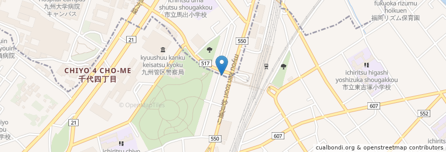 Mapa de ubicacion de 三井のリパーク en 日本, 福岡県, 福岡市, 博多区, 東区.