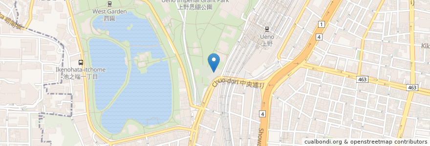 Mapa de ubicacion de 上野精養軒 3153店 en 日本, 東京都, 台東区.