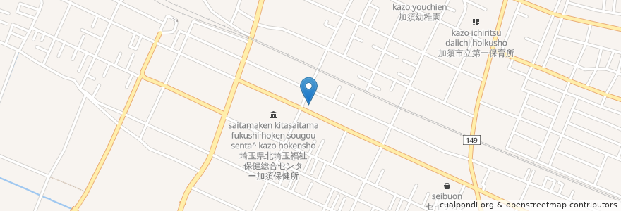 Mapa de ubicacion de 加須コミュニティセンター en Japon, Préfecture De Saitama, Kazo.