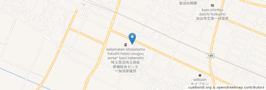Mapa de ubicacion de かぞ南内科クリニック en Japan, Saitama Prefecture, Kazo.