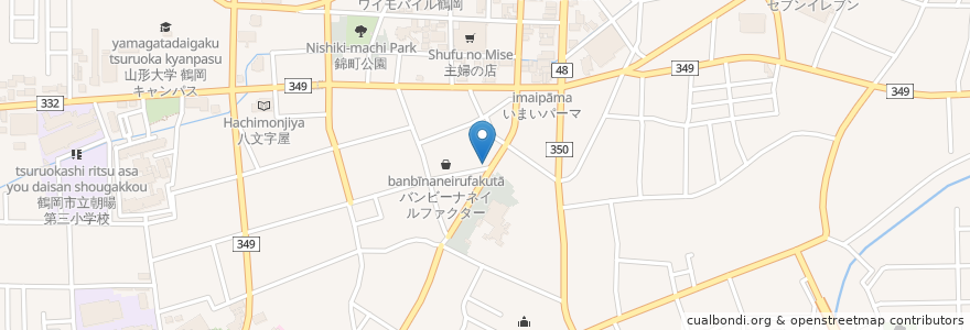 Mapa de ubicacion de おばこ食堂 en Japonya, 山形県, 鶴岡市.
