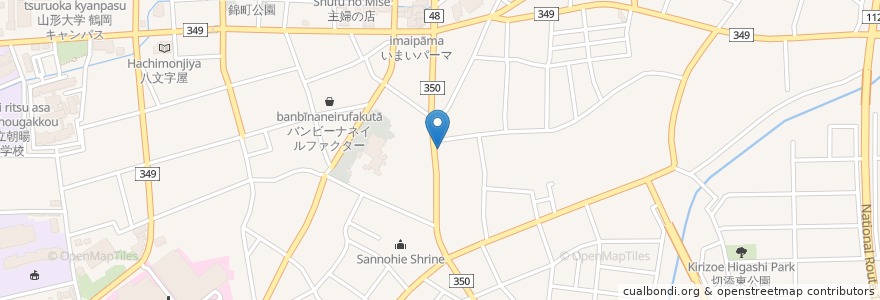 Mapa de ubicacion de カフェ マジェス en Japonya, 山形県, 鶴岡市.