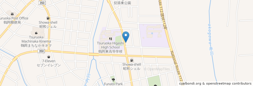 Mapa de ubicacion de 奥山皮膚科 en Japonya, 山形県, 鶴岡市.