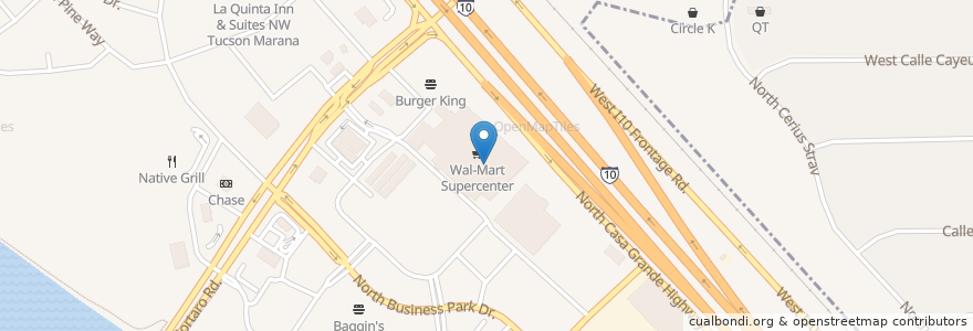 Mapa de ubicacion de Walmart Pharmacy en Vereinigte Staaten Von Amerika, Arizona, Pima County, Marana.