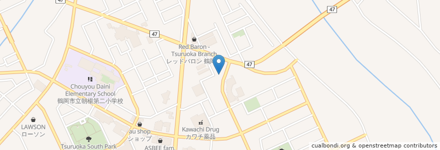 Mapa de ubicacion de 真薬堂薬局 en Japón, Prefectura De Yamagata, 鶴岡市.