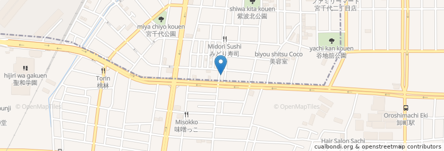 Mapa de ubicacion de だいこんの花 en 日本, 宫城县, 仙台市, 若林区.