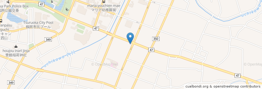 Mapa de ubicacion de 寿司天ぷら 芝楽 en Japan, Präfektur Yamagata, 鶴岡市.