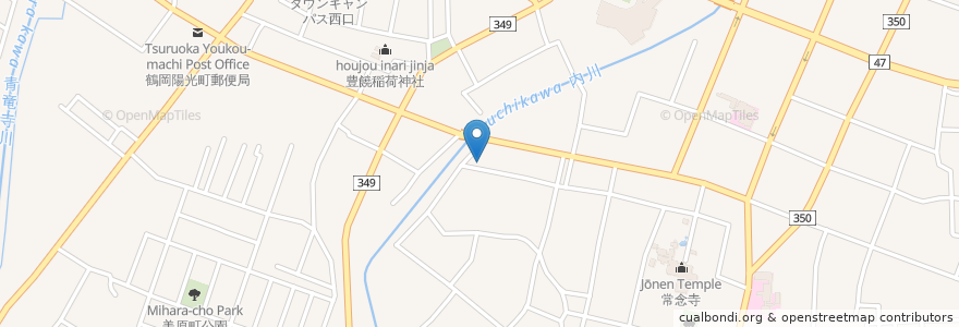 Mapa de ubicacion de 琴平神社 en 日本, 山形県, 鶴岡市.