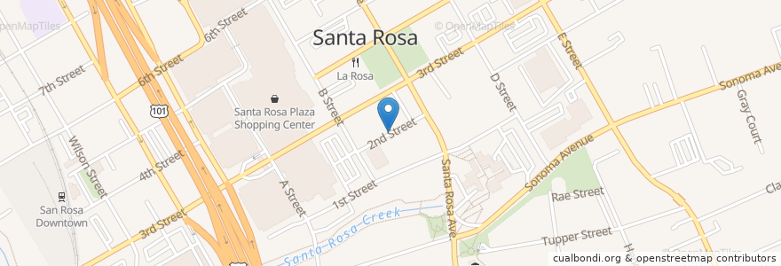 Mapa de ubicacion de Santa Rosa Transit Mall en アメリカ合衆国, カリフォルニア州, Sonoma County, Santa Rosa.
