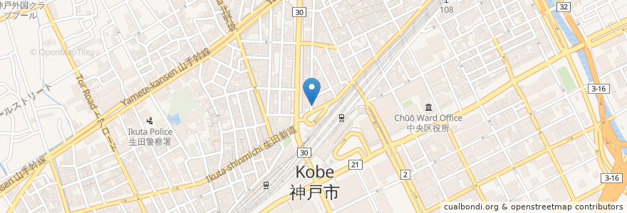 Mapa de ubicacion de にしむら珈琲 三宮店 en 일본, 효고현, 고베 시, 中央区.