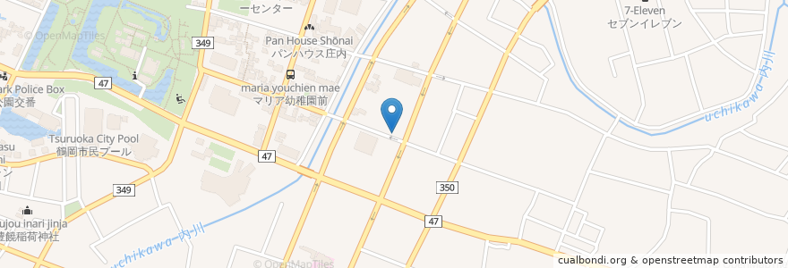 Mapa de ubicacion de さかえや en 日本, 山形県, 鶴岡市.