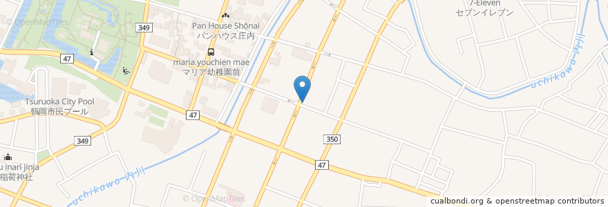 Mapa de ubicacion de 天花食堂 en اليابان, 山形県, 鶴岡市.