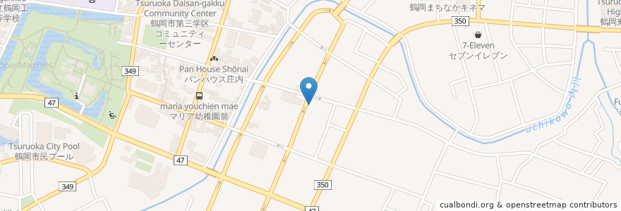Mapa de ubicacion de グッドラックカフェ en ژاپن, 山形県, 鶴岡市.