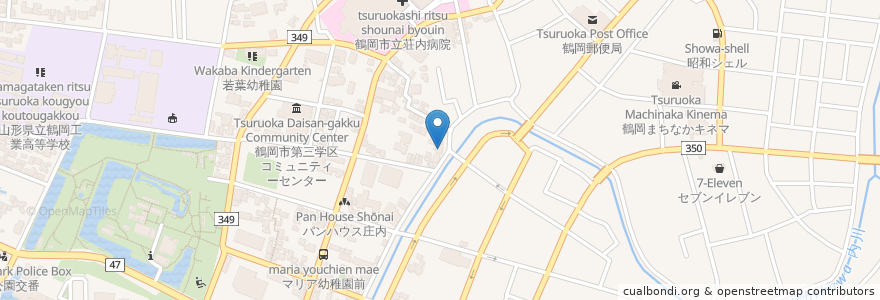 Mapa de ubicacion de 寿しの長三郎 en اليابان, 山形県, 鶴岡市.