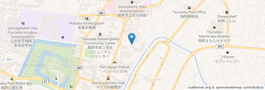 Mapa de ubicacion de 鶴岡幼稚園 en اليابان, 山形県, 鶴岡市.