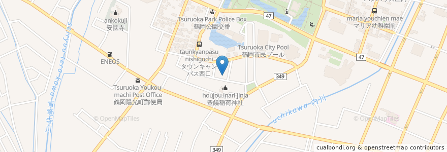 Mapa de ubicacion de 滝沢眼科 en Japan, Yamagata Prefecture, Tsuruoka.