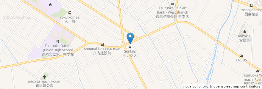 Mapa de ubicacion de きぶんや en Japón, Prefectura De Yamagata, 鶴岡市.