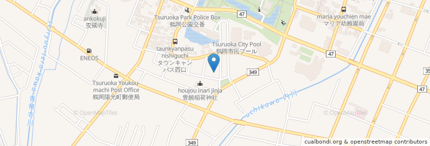 Mapa de ubicacion de 川上医院 en 日本, 山形県, 鶴岡市.