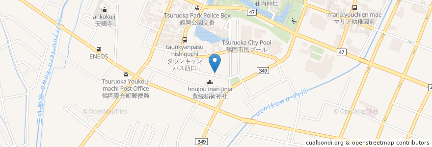 Mapa de ubicacion de サン薬局 en Giappone, Prefettura Di Yamagata, 鶴岡市.