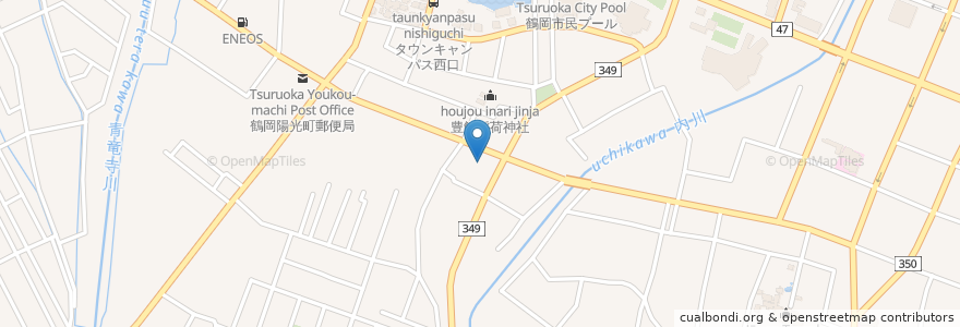 Mapa de ubicacion de 岡部歯科診療所 en Japan, Yamagata Prefecture, Tsuruoka.