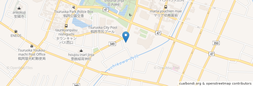 Mapa de ubicacion de 居酒屋たかもり en Japan, Yamagata Prefecture, Tsuruoka.