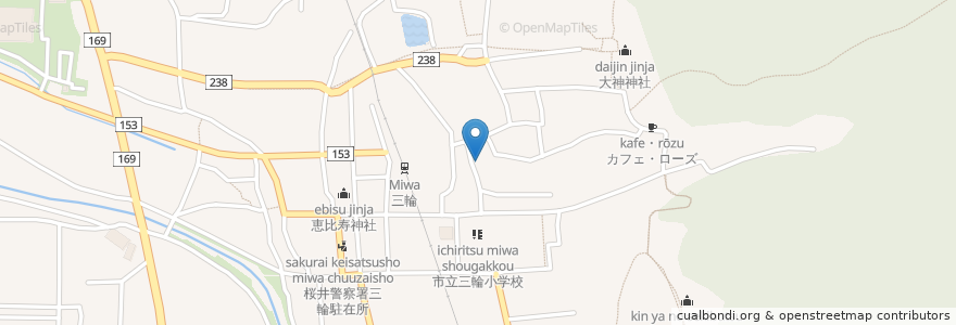 Mapa de ubicacion de 素盞鳴神社 en Japon, Préfecture De Nara, 桜井市.