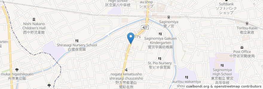 Mapa de ubicacion de まつざわ動物病院 en 日本, 東京都, 杉並区.