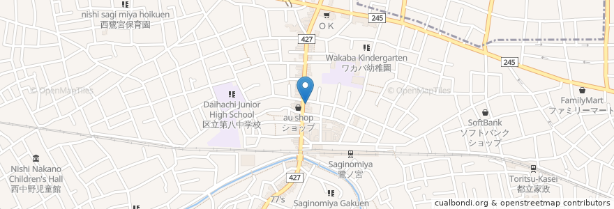 Mapa de ubicacion de にしだ屋 en Jepun, 東京都, 中野区.