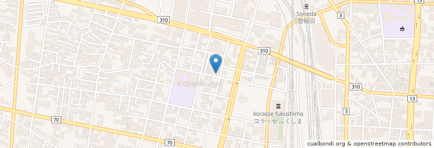 Mapa de ubicacion de 福島三河町郵便局 en 일본, 후쿠시마현, 福島市.
