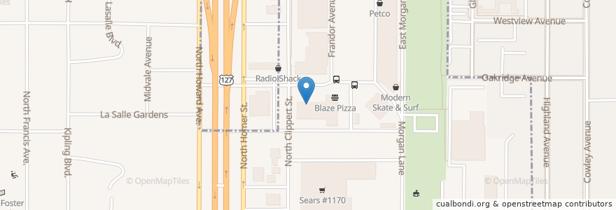 Mapa de ubicacion de New Aladdin's Restaurant en الولايات المتّحدة الأمريكيّة, ميشيغان, Ingham County, Lansing.