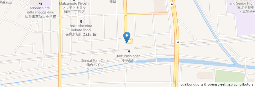 Mapa de ubicacion de 新田東すいせん保育所 en Jepun, 宮城県, 仙台市, 宮城野区.