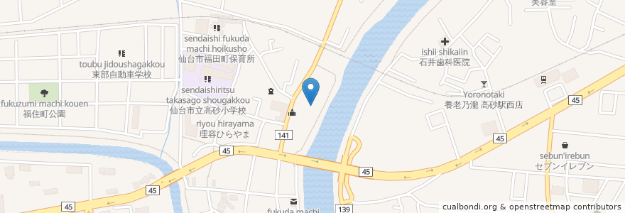 Mapa de ubicacion de 福田町 あしぐろ保育所 en Japon, Préfecture De Miyagi, 仙台市, 宮城野区.